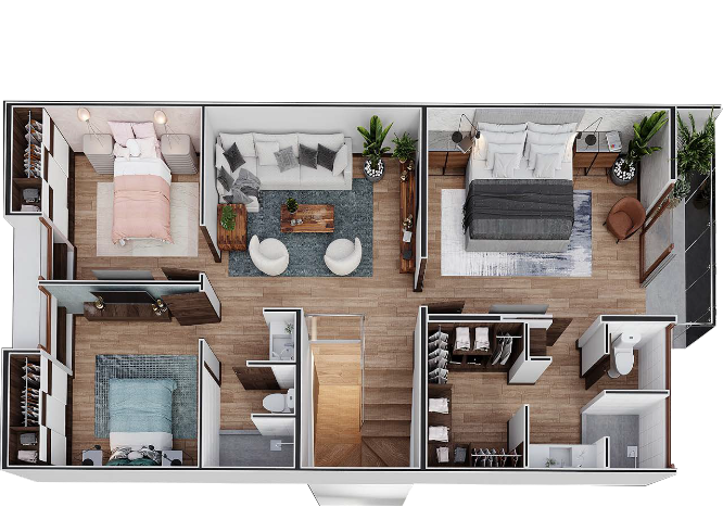 Plano del segundo nivel de la casa en El Nogal de San Isidro